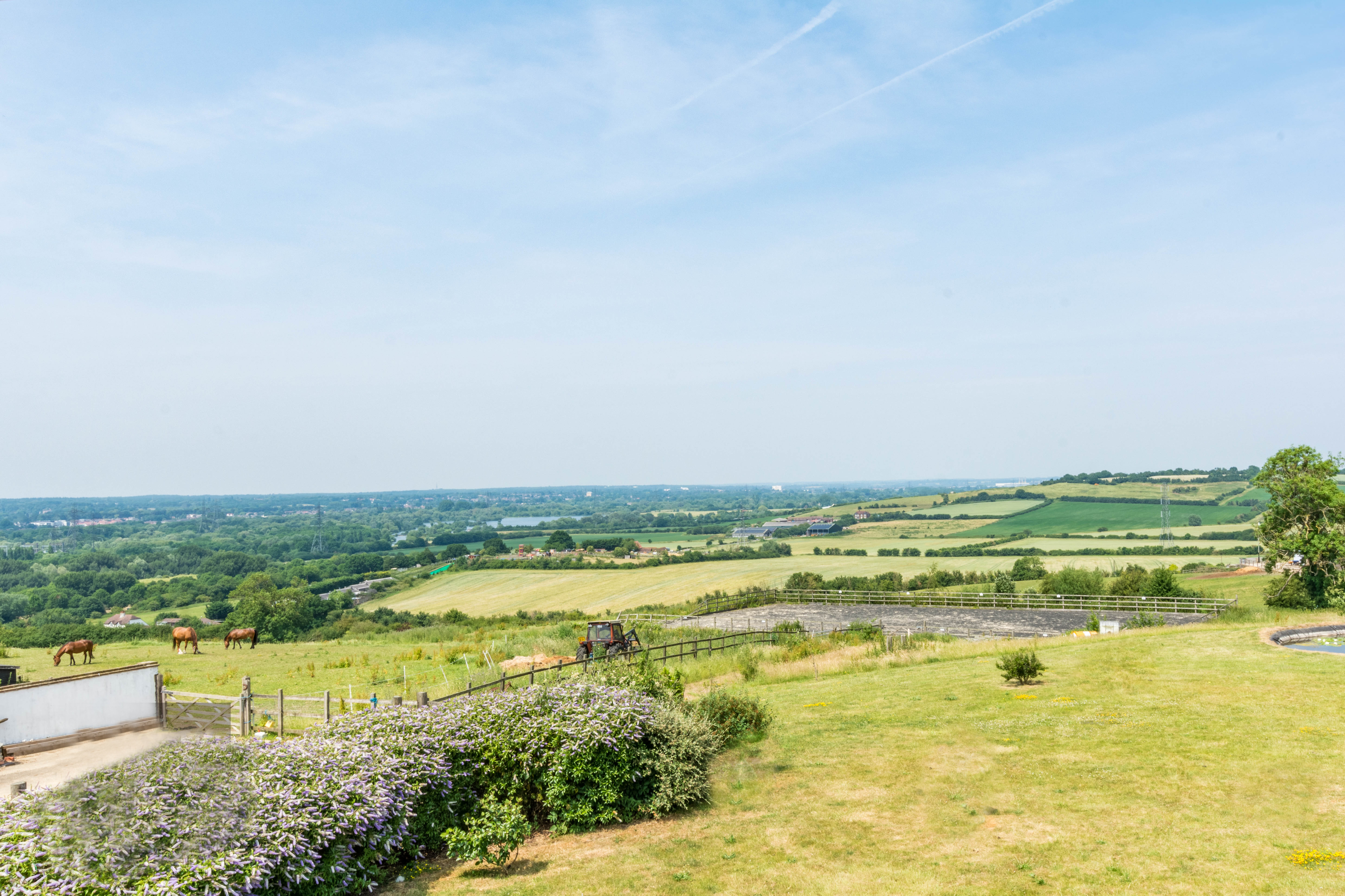 View from an equestrian property in Waltham Abbey, down in to lower Essex